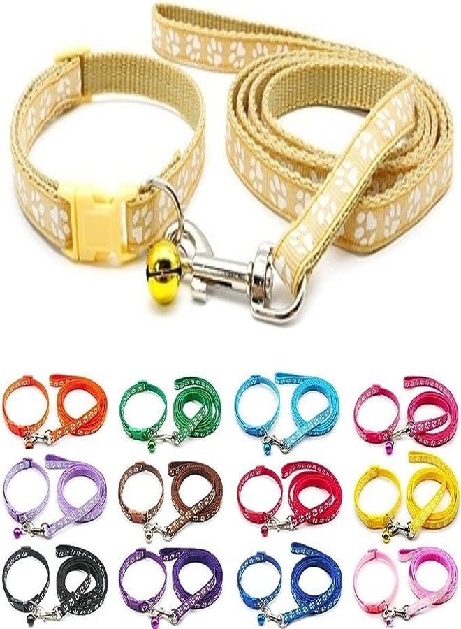 KsPups Pet Nylon Paw Printed Collar and Leash Set - Adjustable and Breathable Puppy Collar and Leash Set with Loudly Bell, Quick Release Clip Leash for Dogs Pack of-1 (Multicolor) - Image 1